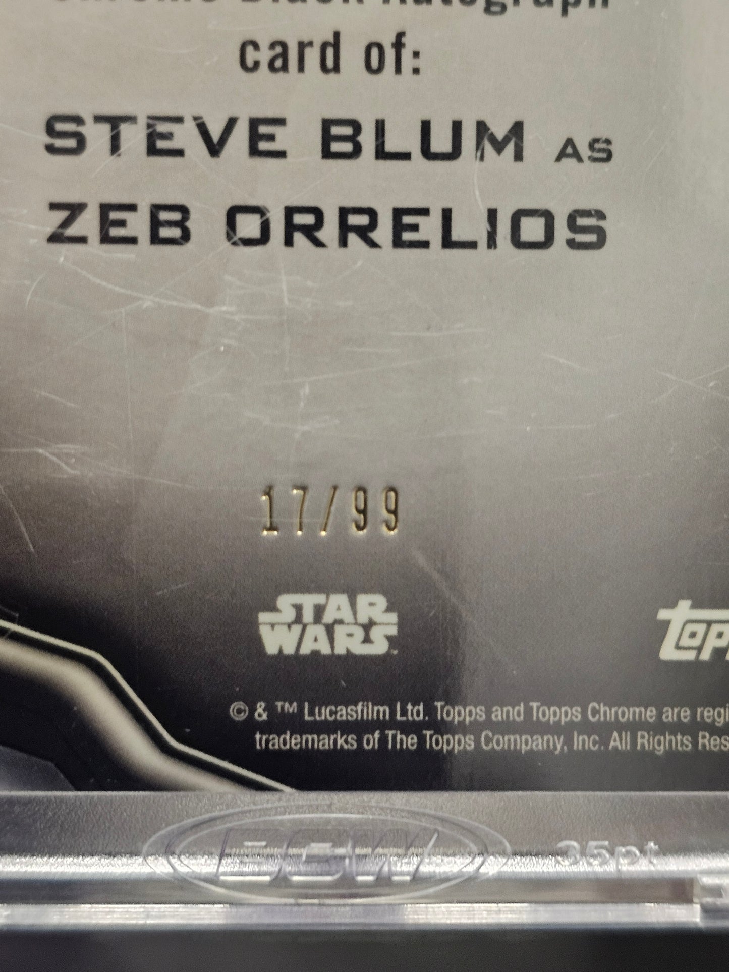2022 Topps Chrome Black Star Wars Steve Blum as Zeb Orrelios Green Refractor 17/99