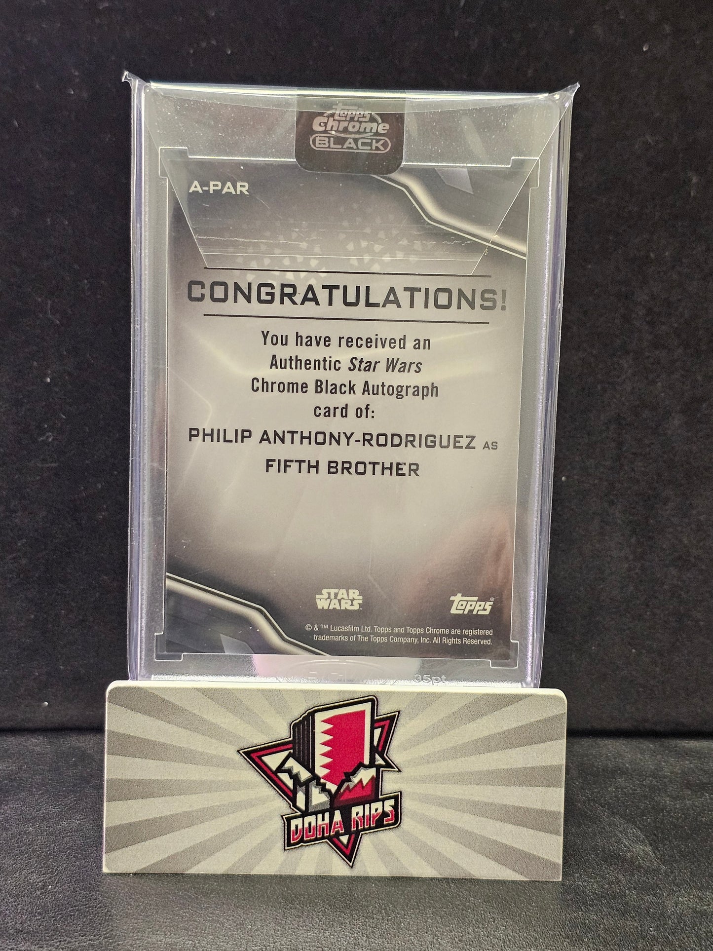 2022 Topps Chrome Black Star Wars Philip Anthony Rodriguez as Fifth Brother