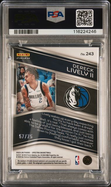 2023/24 Spectra Dereck Lively Autograph 57/75 RPA PSA 9