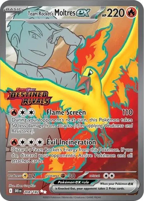 Team Rocket's Moltres EX 208/182 Destined Rivals Stamped