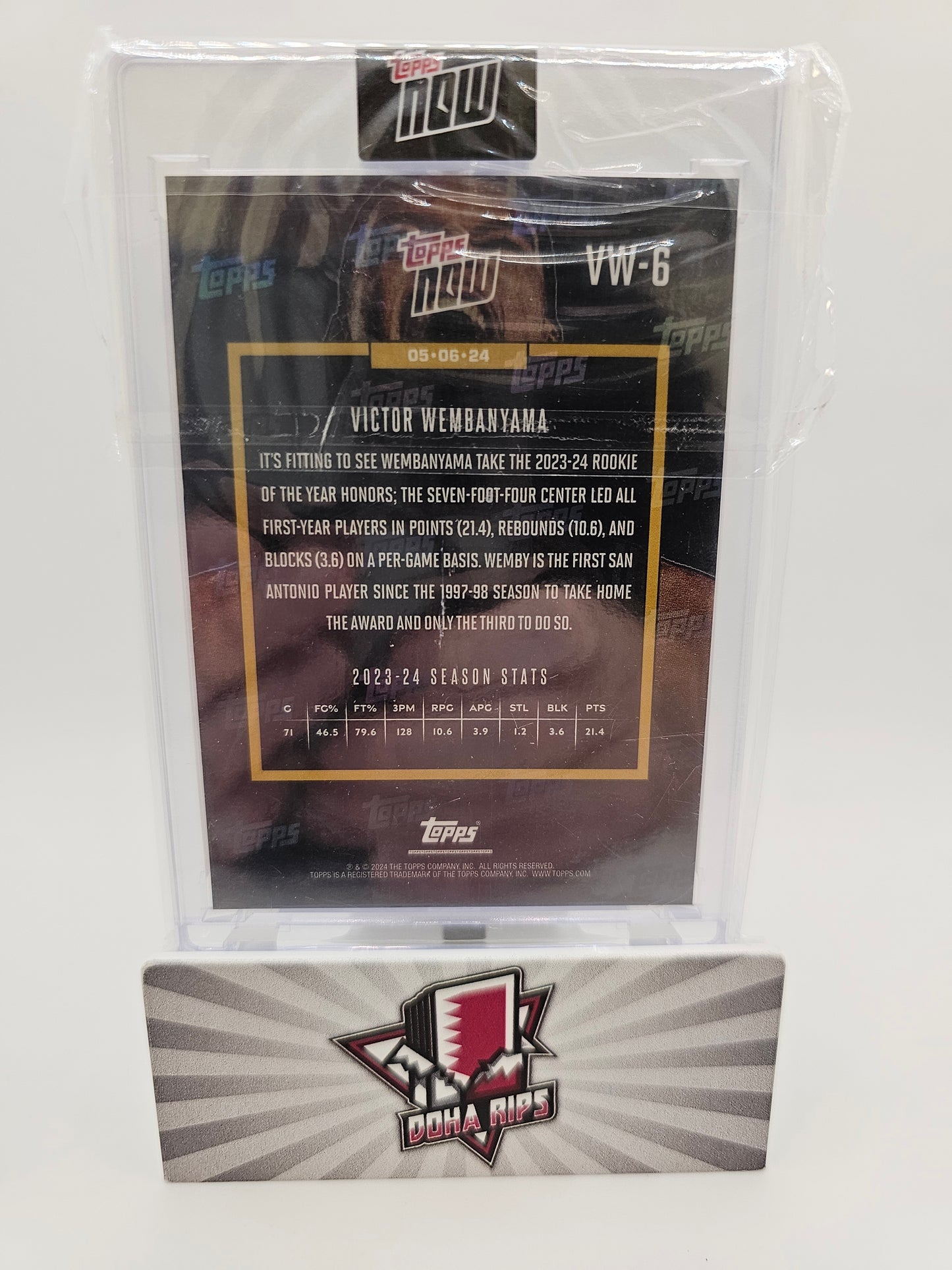 2023/24 Topps Now Victor Wembanyama Rookie of the Year