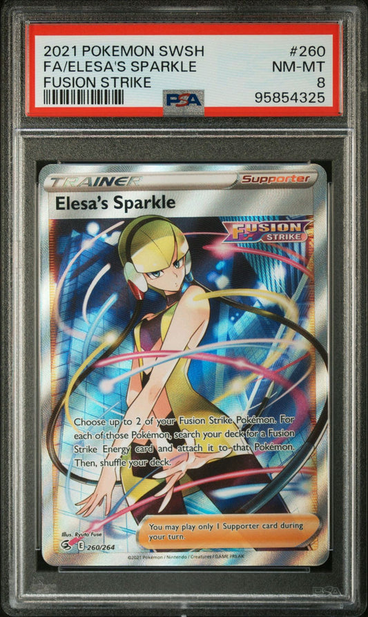 Elesa's Sparkle Full Art 260/264 Fusion Strike PSA 8