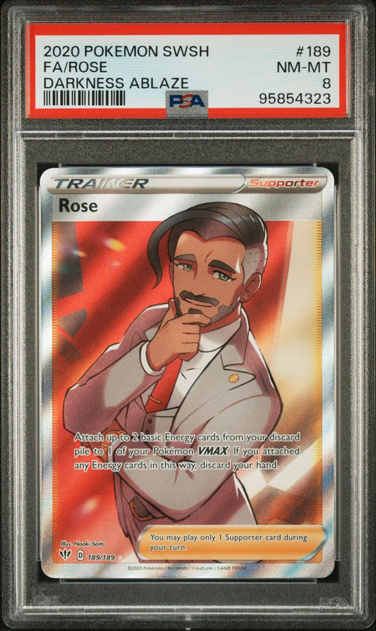 Rose Full Art 189/189 Darkness Ablaze PSA 8