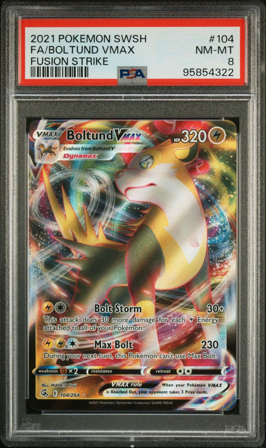 Boltund VMax Full Art 104/264 Fusion Strike PSA 8