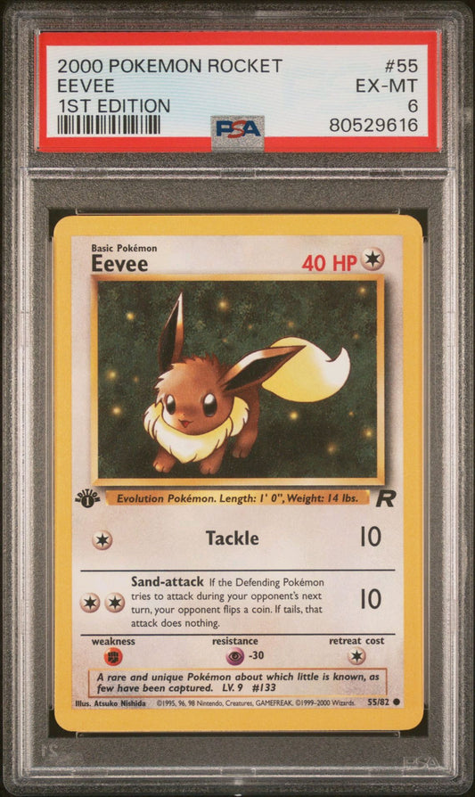 Eevee 1st edition 55/82 pokemon Rocket PSA 6