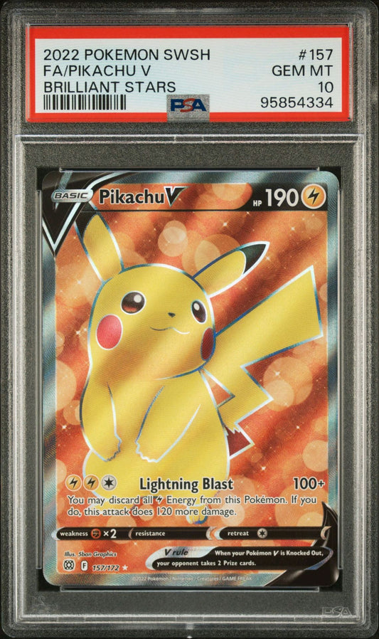 Pikachu V Full Art 157/172 Brilliant Stars PSA 10