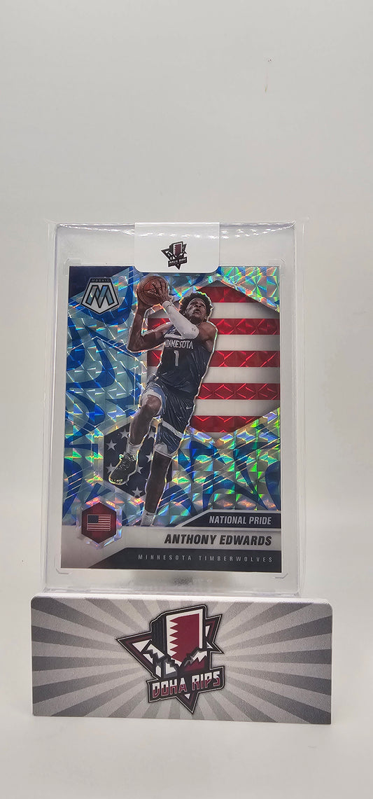 2020/21 Mosaic Anthony Edwards National Pride Blue Reactive Prizm Rookie Card