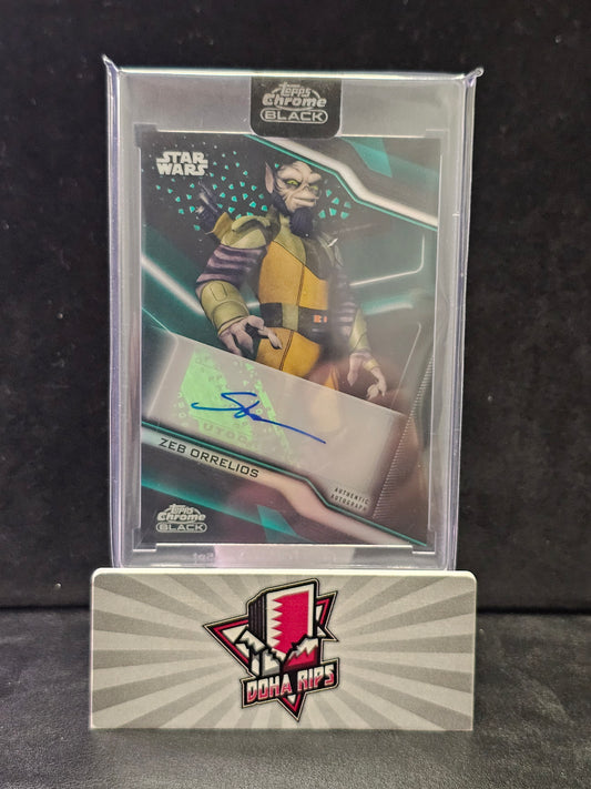 2022 Topps Chrome Black Star Wars Steve Blum as Zeb Orrelios Green Refractor 17/99