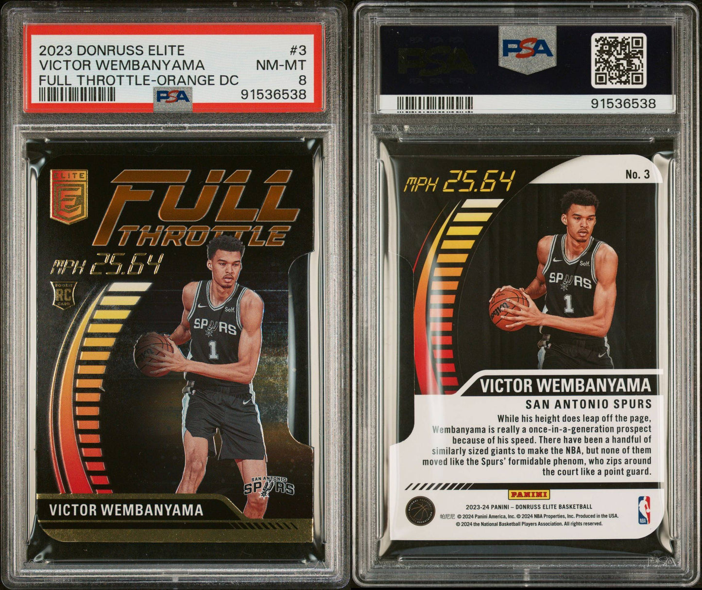 2023/24 Donruss Elite Victor Wembanyama Full Throttle Die Cut PSA 8