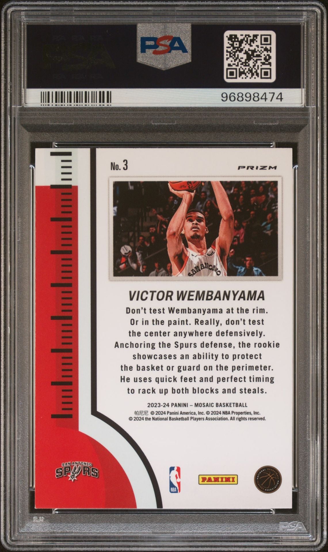 2023/24 Mosaic Victor Wembanyama Heat Check Prizm PSA 9