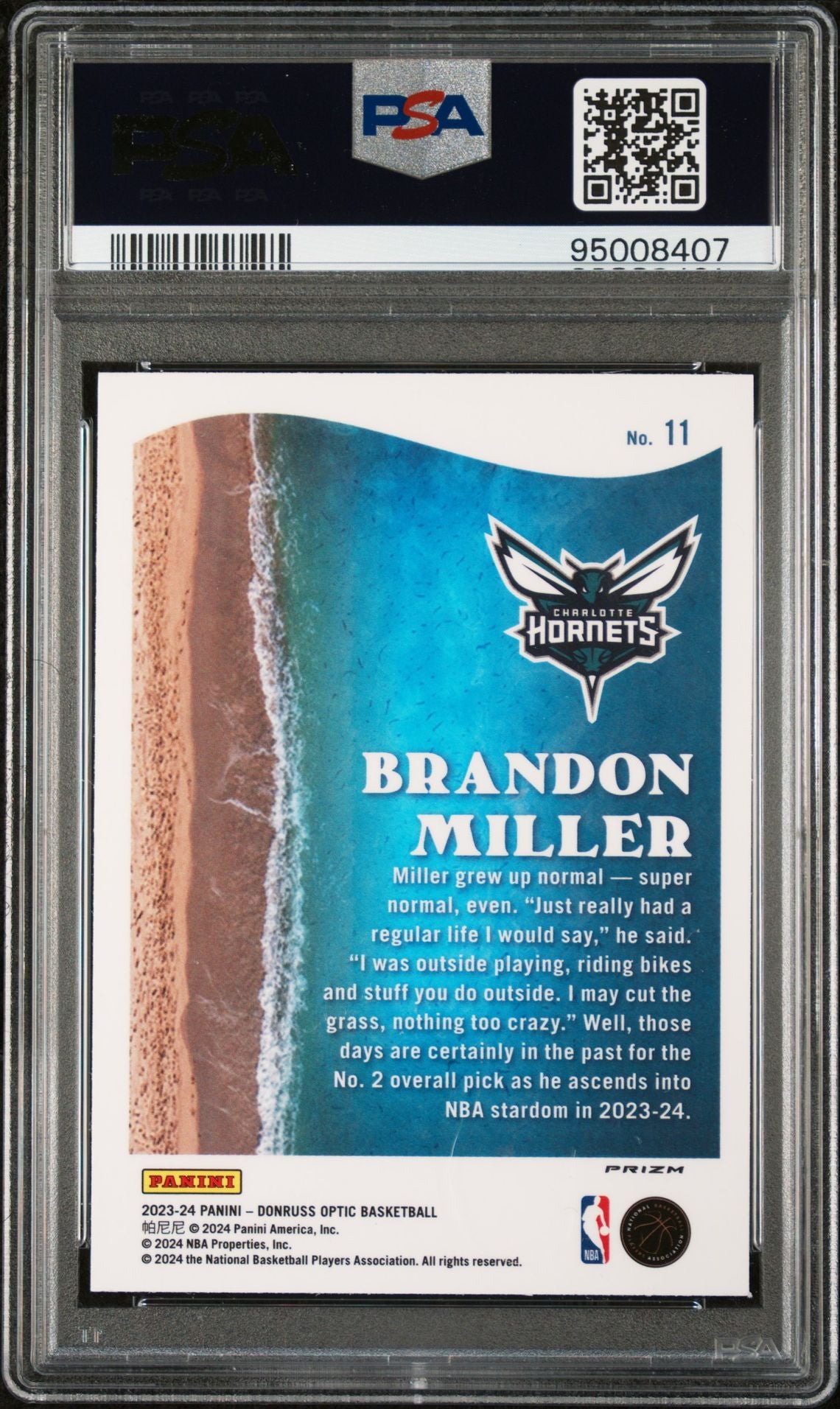 2023/24 Optic Brandon Miller Splash Silver Holo PSA 9