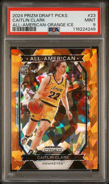 2024 Prizm Draft Picks Caitlin Clark All American Orange Ice PSA 9