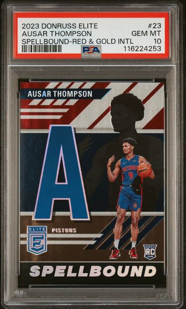 2023/24 Ausar Thompson Donruss Elite Spellbound A Gold 6/10 PSA 10