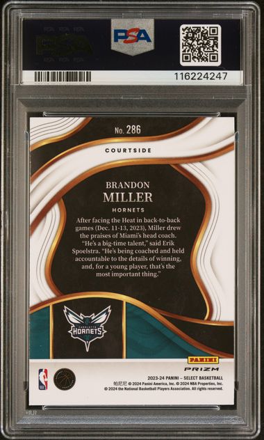 2023/24 Brandon Miller Select Courtside Green PSA 10