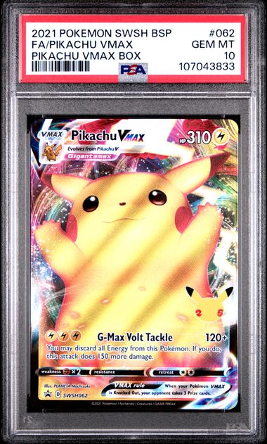 Pikachu VMAX SWSH 062 PSA 10