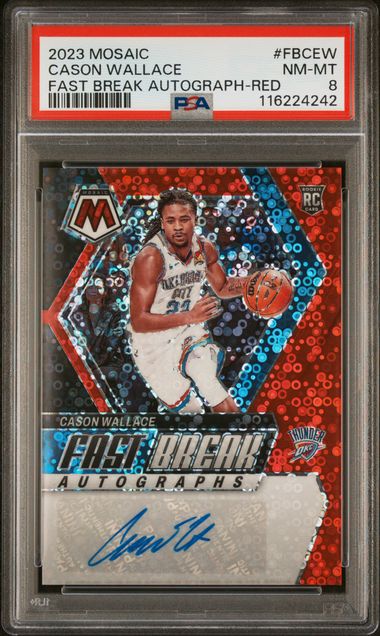 2023/24 Mosaic Cason Wallace Fast Break Autographs 01/49 PSA 8