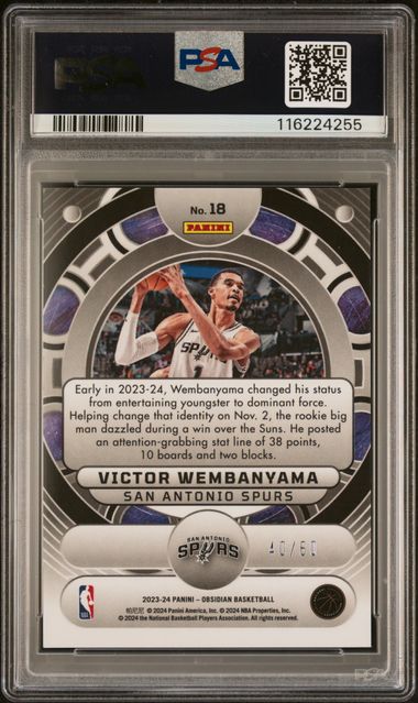2023/24 Obsidian Victor Wembanyama Reggae Orbital 40/60 PSA 9