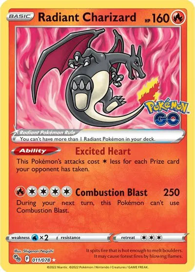 Radiant Charizard 011/078 Pokemon Go