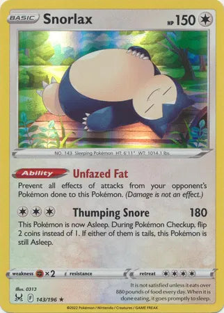Snorlax Reverse Holo 143/196 Lost Origin