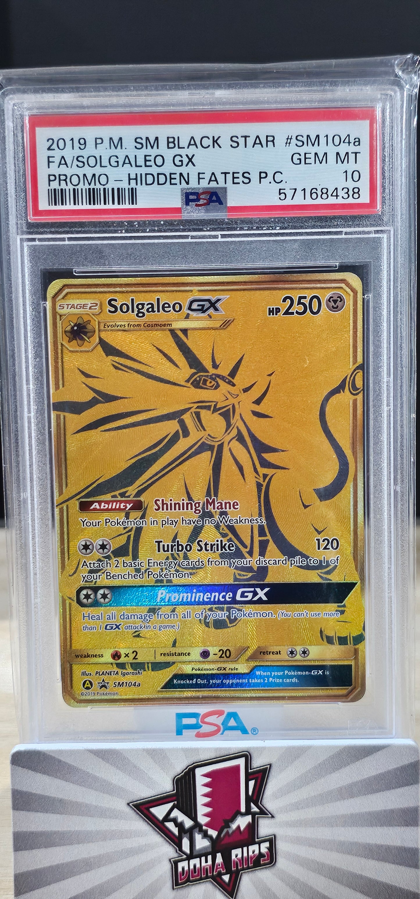 Solgaleo GX SM104a Hidden Fates PSA 10